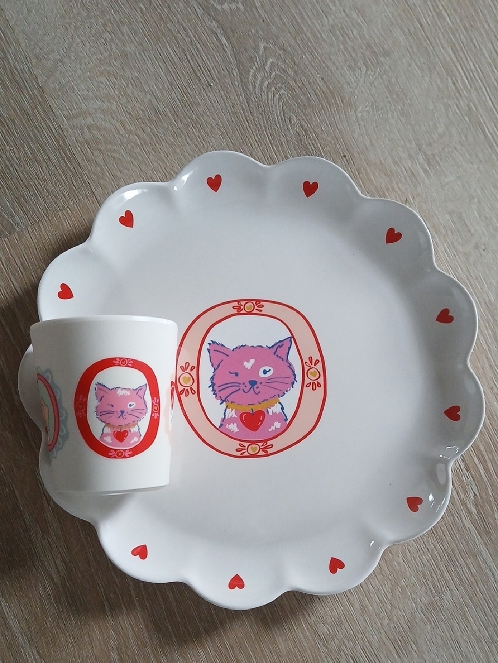 Pillowfort Set of 2 A Target Plate & Cup Bamboo Melamine BPA Pet Faces